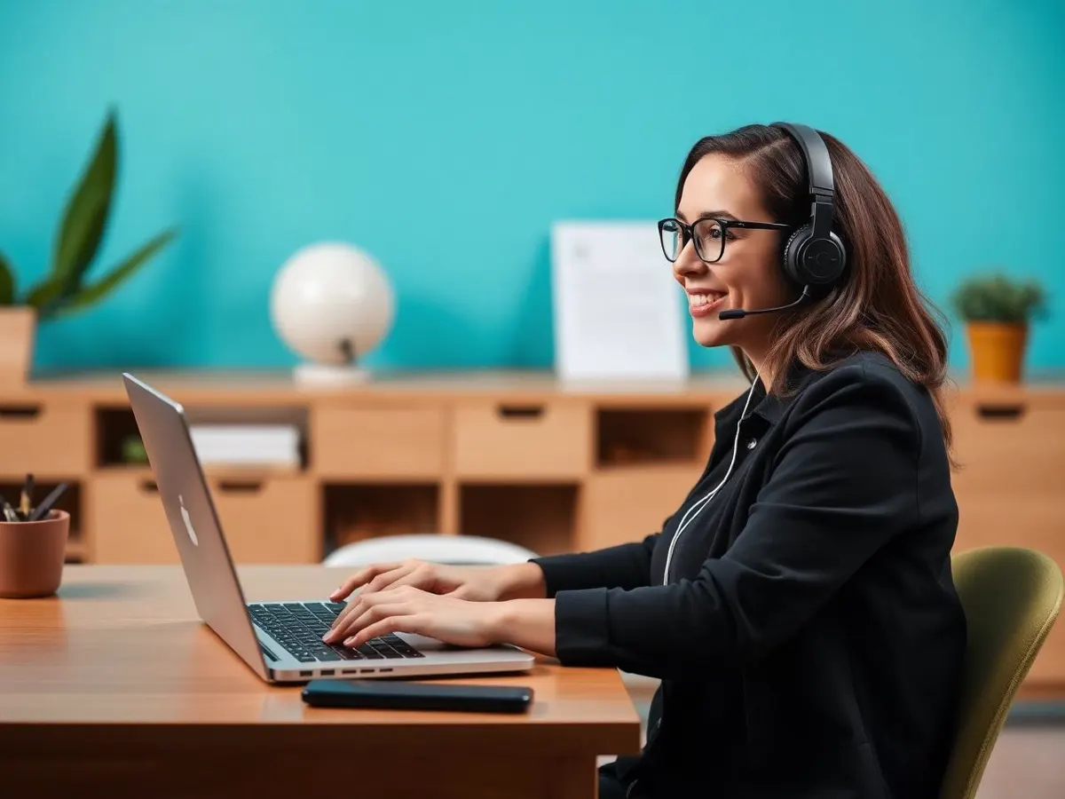 An inlingua trainer leading a live online language class